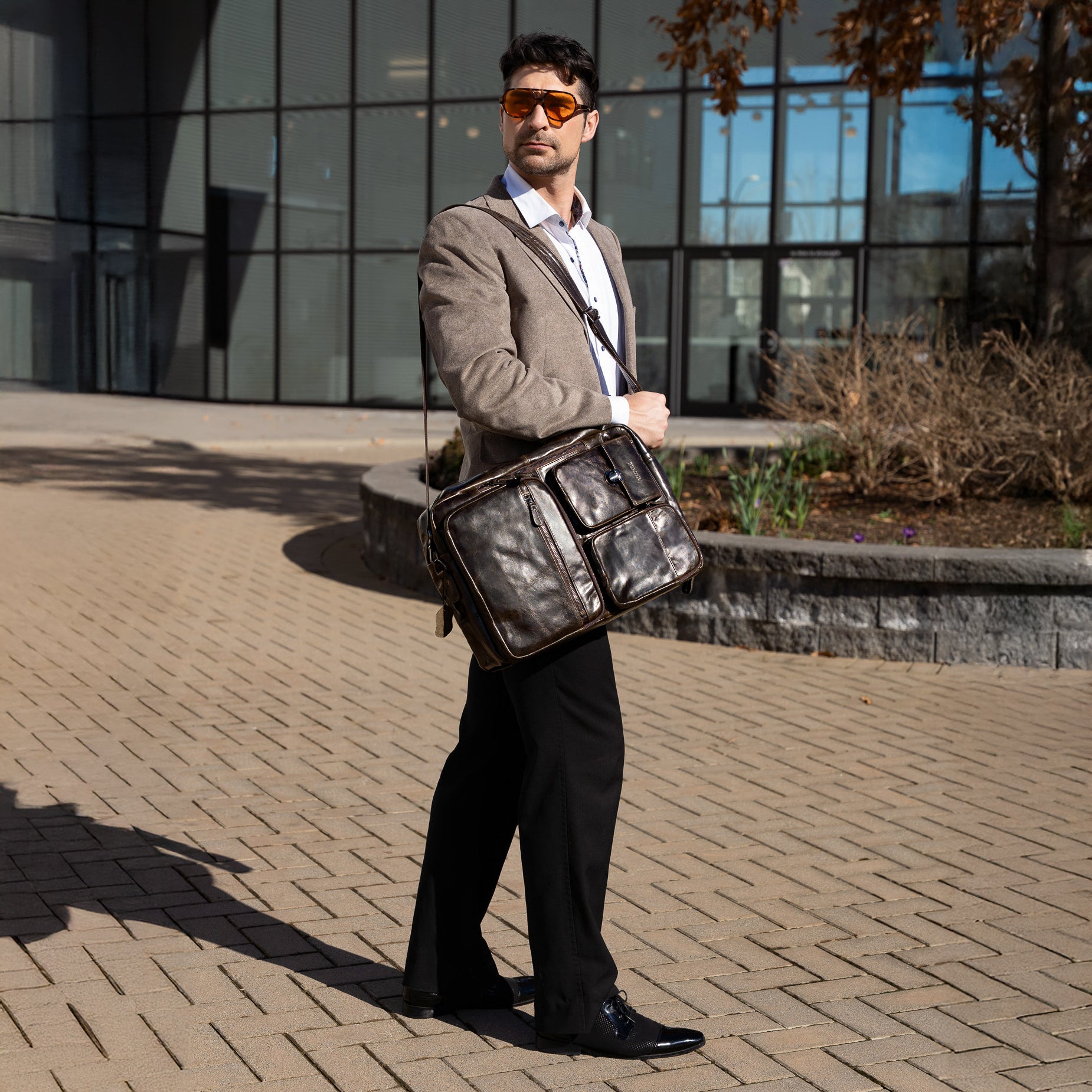 brown leather briefcase office bag laptop bag messenger bag men