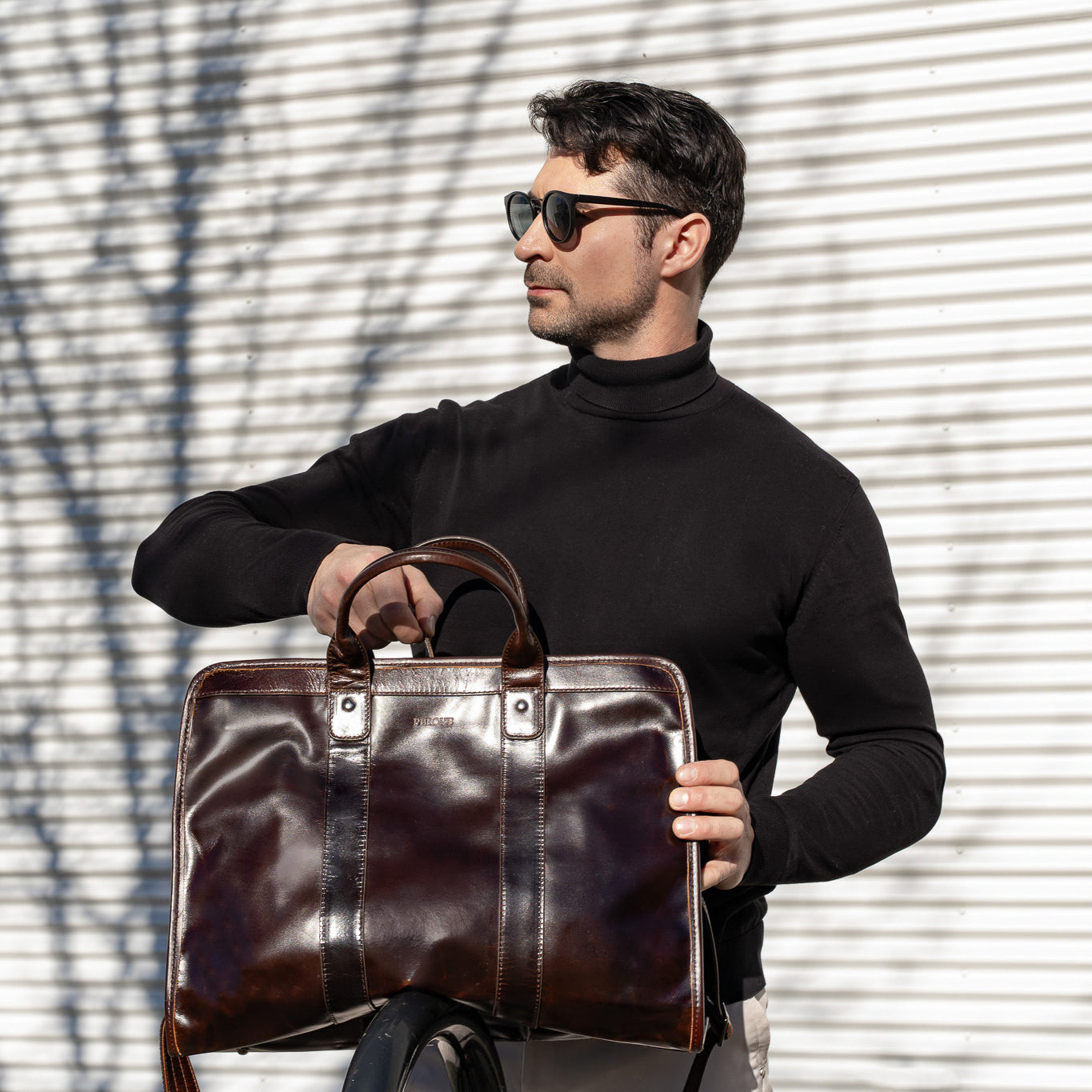 brown leather briefcase office bag laptop bag