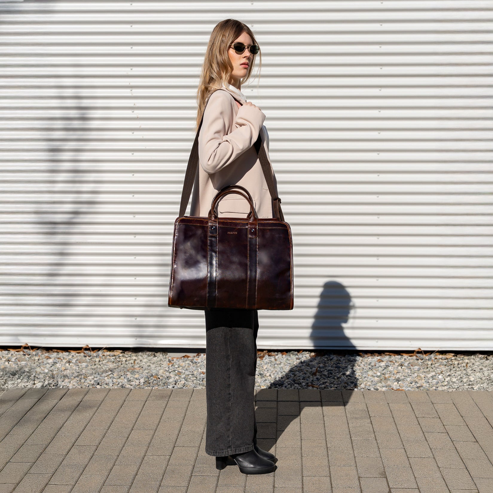 brown leather briefcase office bag laptop bag