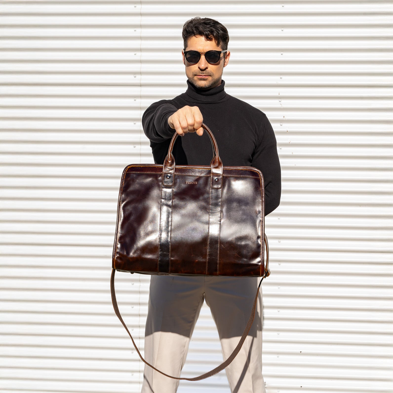 brown leather briefcase office bag laptop bag