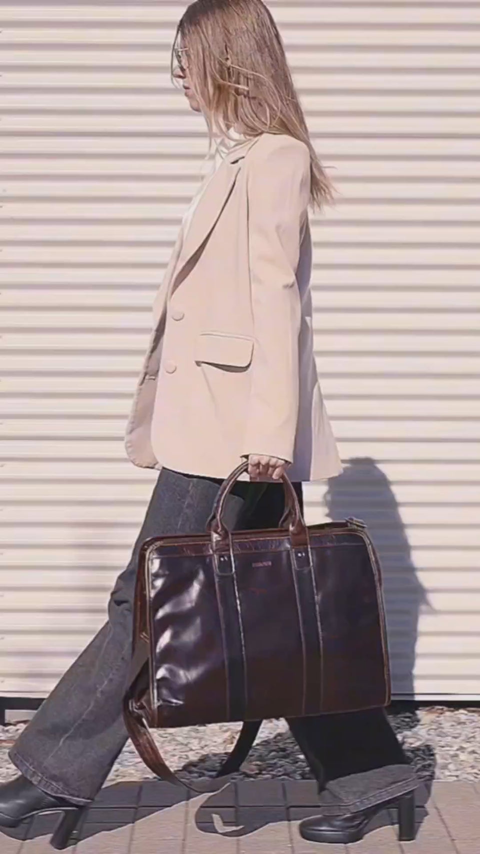 brown leather briefcase office bag laptop bag